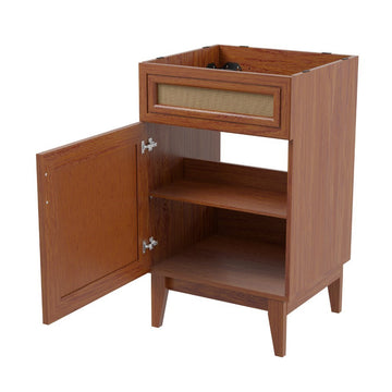 Javer Rattan Modern Farmhouse 2-Shelf Bath Vanity Cabinet Only (Sink Basin not Included) - JONATHAN Y